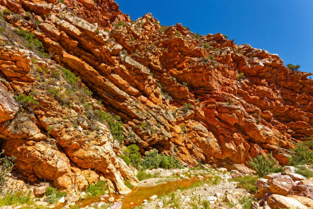 istock Small stream and red quartzite rocks on pass 1409984289