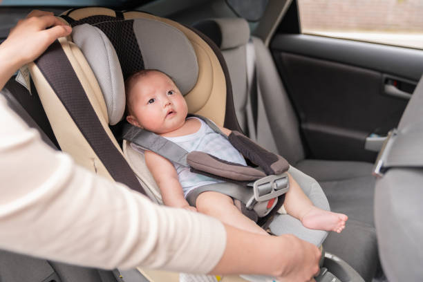 istock cute baby , child seat 1409984440