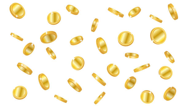 istock Background illustration of a large number of falling coins 1409988558