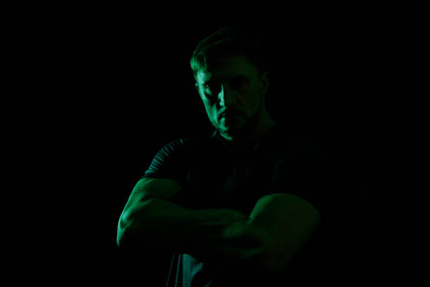 Portrait, Black Background, color, contrast.