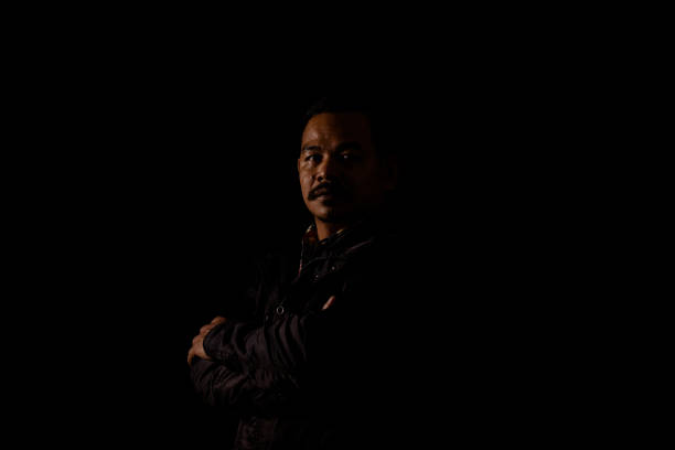 Portrait, Black Background, color, contrast.