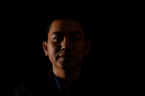 Portrait, Black Background, color, contrast.