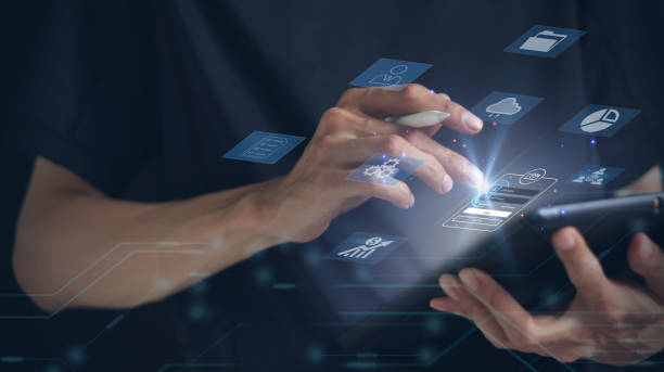 istock Customers use tablet presses. Protecting personal information by scanning, online financial transactions, secure access to computer networks and digital systems. Customer Data Protection cyber security 1409995653