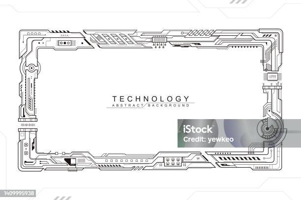 Rectangle Tech Frame Technology Border Frame Rectangular Design Stock Illustration ...