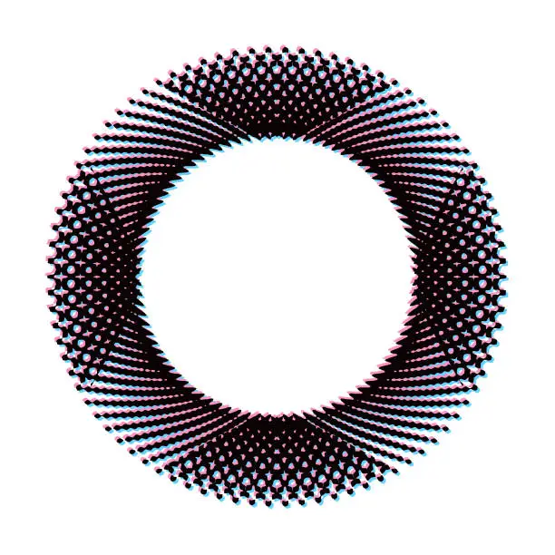 Vector illustration of Torus shape with half tone pattern with Glitch Technique