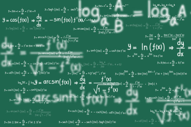 緑色の背景の対数、導関数、三角関数、対数、双曲線、逆数の方程式と式 - logarithmic点のイラスト素材／クリップアート素材／マンガ素材／アイコン素材