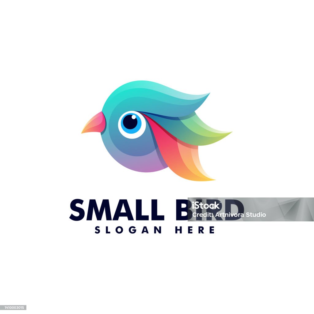 Vector Illustration Small Bird Gradient Colorful Style Stock ...
