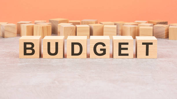 istock word cubes lined up with the letters budget written on it. copy space available 1410003875
