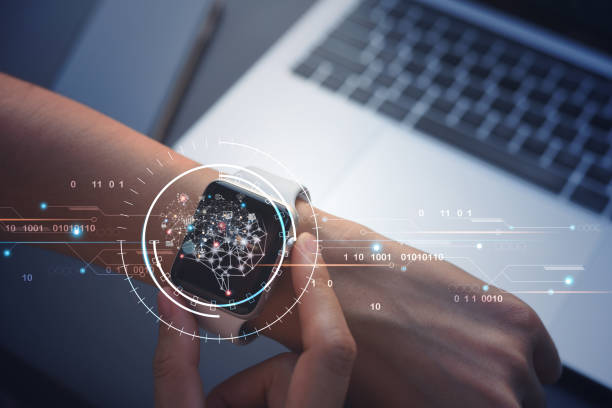 istock Ai Artficial Intelligence, IoT Internet of Things concept, man using smartwatch with brain representing Ai interface 1410007039