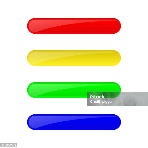 Colorful Buttons Set With Rounded Rectangle Shape Isolated On White ...
