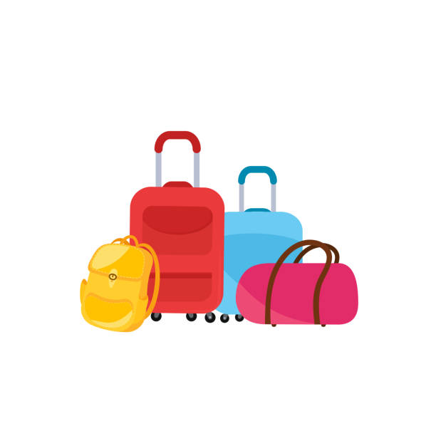 ilustrações de stock, clip art, desenhos animados e ícones de suitcases or luggage for travel and adventure - tap airplane