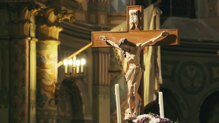 Interior of a Catholic Church - Christ on the Cross