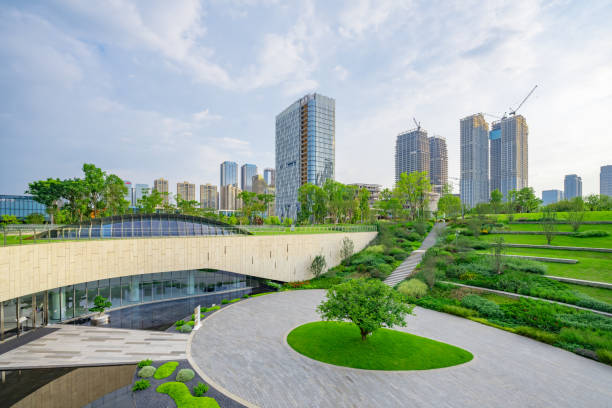 istock Sunny financial city and Bridge 1410014310