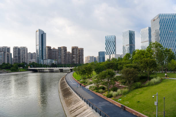 istock Sunny financial city and Bridge 1410014492