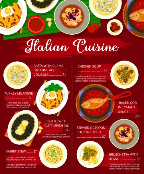 Vector illustration of Italian food restaurant meals menu vector template