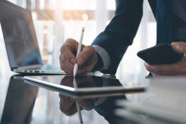 istock Businessman working in modern office 1410015174