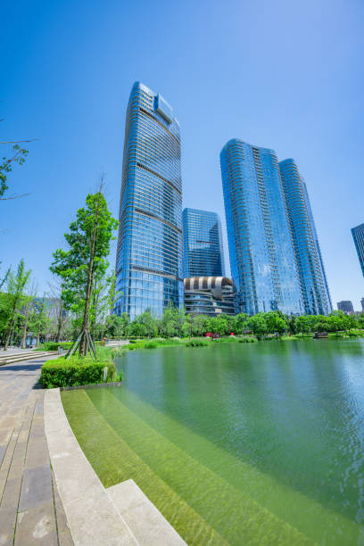 istock Sunny financial city and Bridge 1410015359