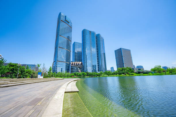 istock Sunny financial city and Bridge 1410015409