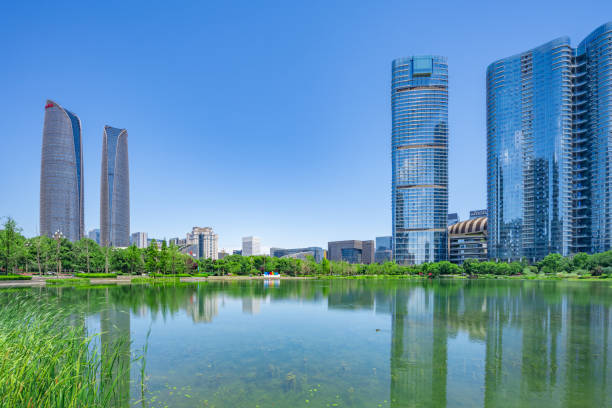 istock Sunny financial city and Bridge 1410015453
