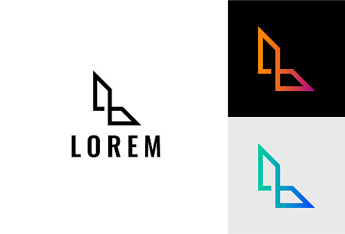 Letter L Logo set in black and color .
