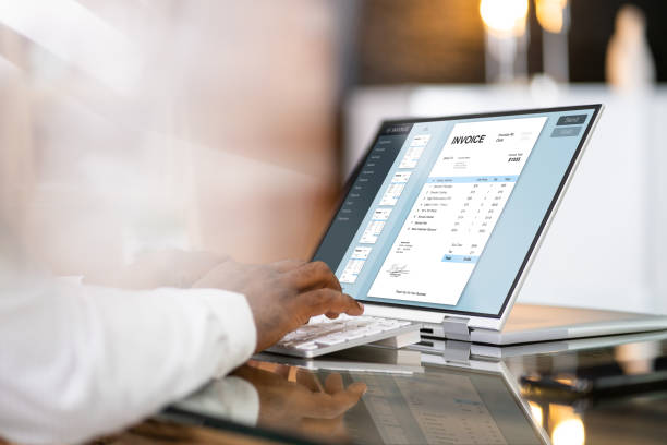 online digital e invoice statement - rekening fotos stockfoto's en -beelden