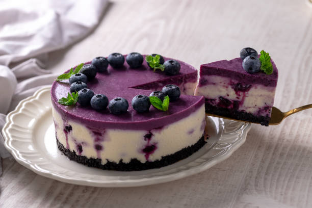 istock Delicious no bake cheesecake with fresh blueberry 1410017515