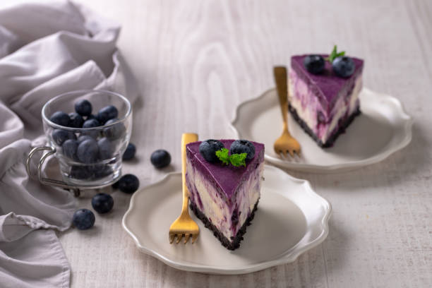 istock Delicious no bake cheesecake with fresh blueberry 1410017547