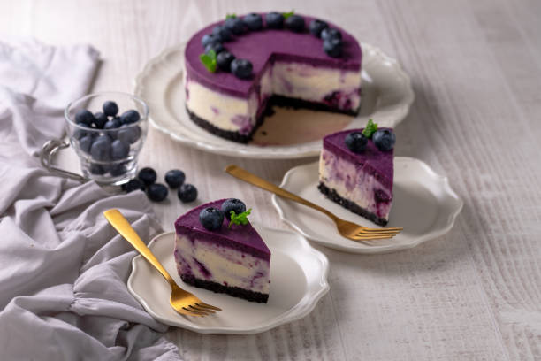 istock Delicious no bake cheesecake with fresh blueberry 1410017571
