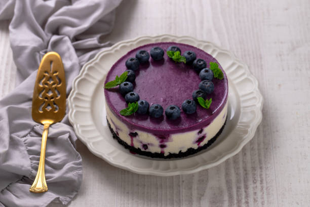 istock Delicious no bake cheesecake with fresh blueberry 1410017620