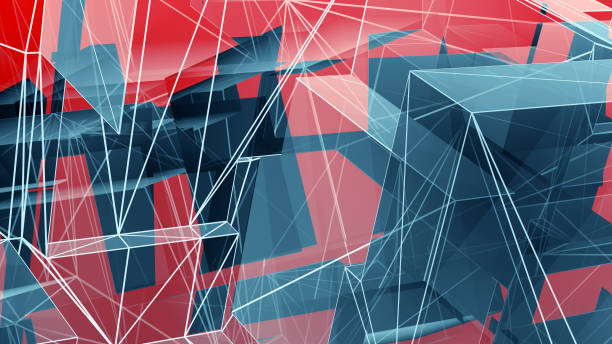 istock cubism lines abstract background red graphic avant-garde effect 3D illustration 1410018484