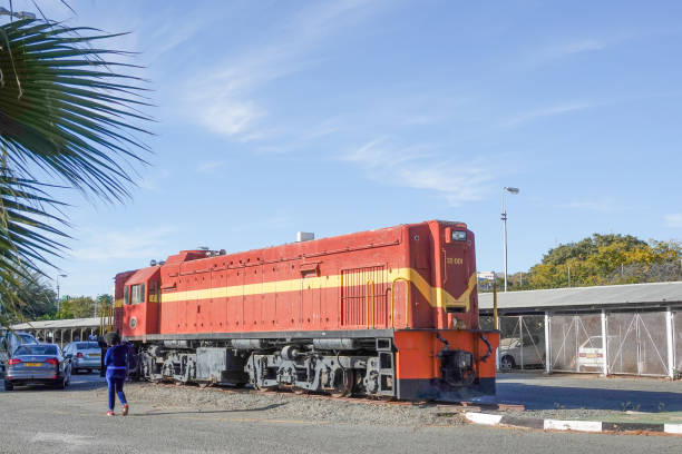 Railroad Car at Windhoek Train Station in Khomas Region, Namibia with identifiable numbers.
