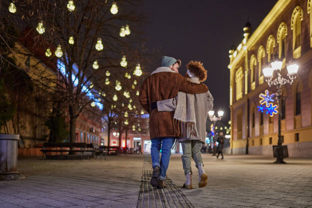 Free Stock Photo of Couple Walking Down Street at Night | Download Free ...