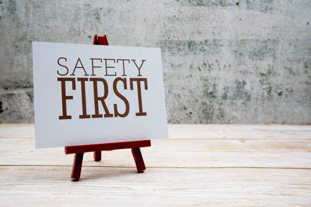 istock Safety First text on paper card on wooden background 1410022048