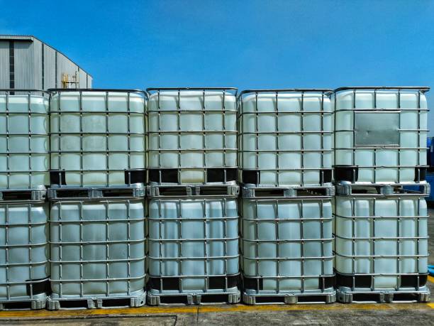 istock Close up of IBC Container placed in an outside warehouse 1410028541