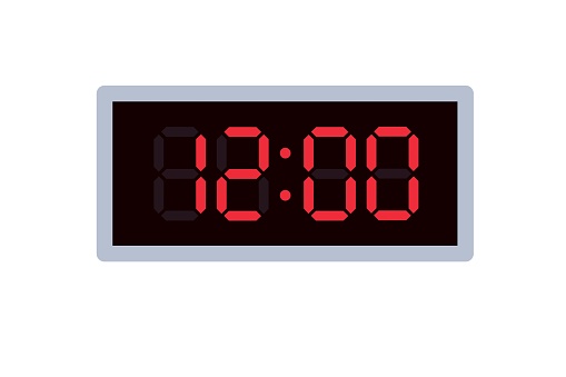 Digital Clock 12 00 Time Cartoon Sign Vector Free | AI, SVG and EPS