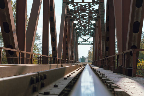 istock Railroad on the bridge over the river 1410029970