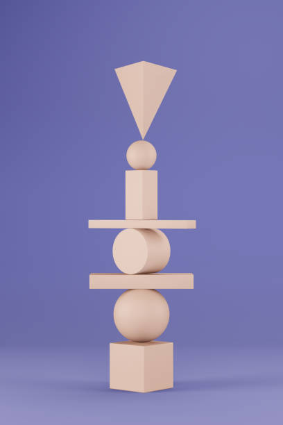 istock Geometric shapes pyramid on purple background 1410030264