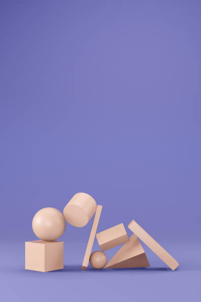 istock Geometric shapes pyramid on purple background 1410030277