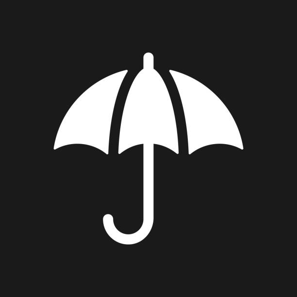 ilustrações de stock, clip art, desenhos animados e ícones de umbrella dark mode glyph ui icon - protection insurance dark rain