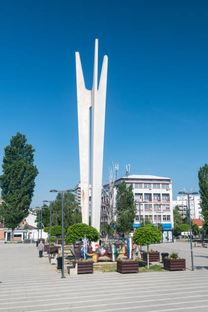 Kosovo Brotherhood and Unity monument at Adem Jashari Square. stock photo