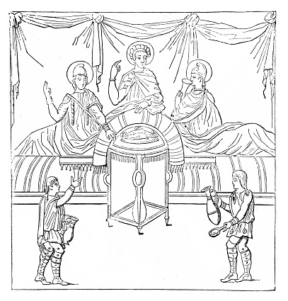 Illustration of a Meals in the third century after the Virgil of the Vatican