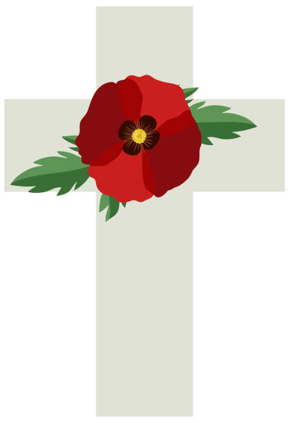 istock Poppy flowers on cross gravestone for remembrance day icon 1410047477