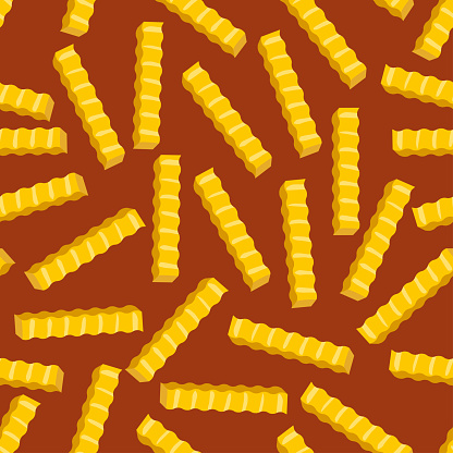 Vector Illustration of a Colorful Seamless Pattern Background of Appetizing French Fries