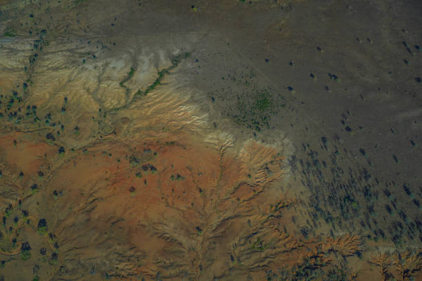 istock Aerial view of rivers and patterns in the landscape 1410049042