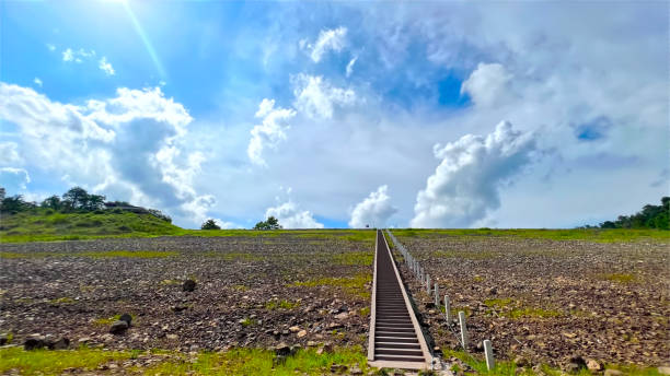istock Landscape view stairs mountain, blue sky with clouds 1410049854