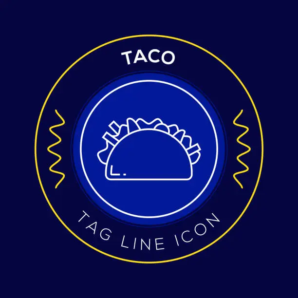 Vector illustration of Taco Circle Badge, Modern Logo Vector Icon Design Line Style