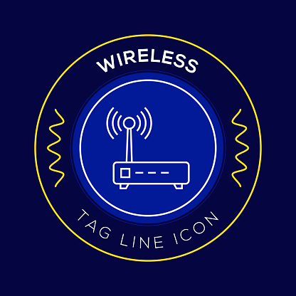Wireless Modem Circle Badge, Modern Logo Vector Icon Design Line Style