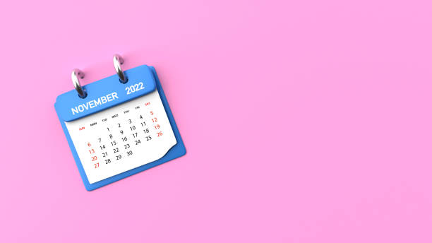 2022 november calendar on pink background - november calendar pink event imagens e fotografias de stock
