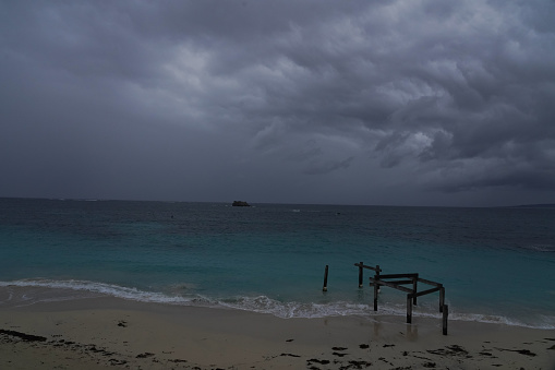 A moody sky over the beach and ocean at Hamelin bay