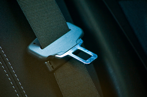 Car safety belt close up.